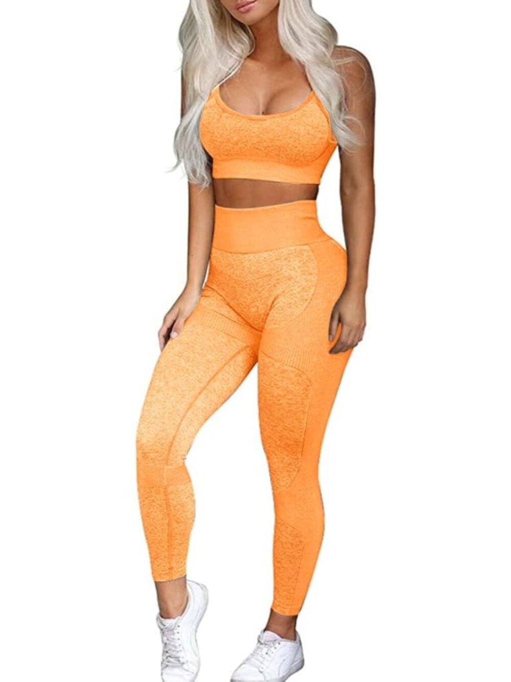 Seamless 2-Piece Women's Workout Set - Criss-Cross Sports Bra & Leggings